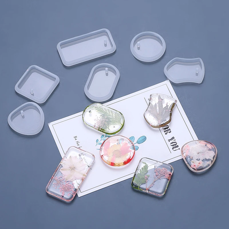 DIY Keychain Pendant Silicone Mold Set Crystal Epoxy Resin Round Rectangle Pendants Jewelry Making Casting Mould |