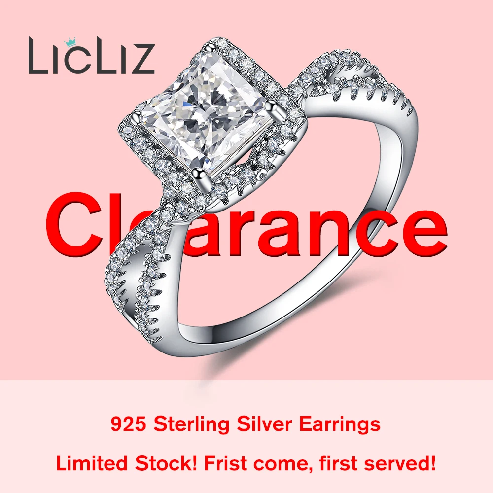 

LicLiz Clearance 925 Sterling Silver Big CZ Engagement Rings for Women Zircon Crystal Wedding Bridal Band Jewelry Anniversary