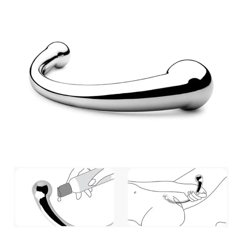 Двухсторонняя Нержавеющая сталь G-Spot палочка массаж Stick чистого металла пенис P