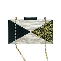 stylish acrylic evening bag black silver gold patchwork clutch purse womans wallet brand shoulder crossbody bags sequin handbag