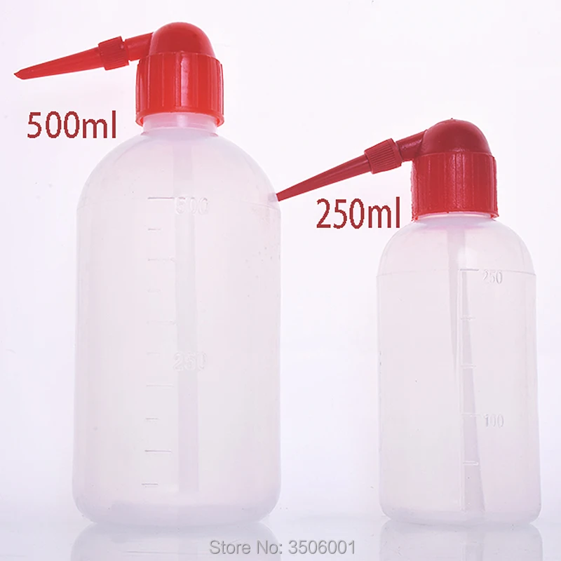 3pcs Plastic wash bottle,Red nozzle,Capacity 250ml/500ml,Plastic bottle for experiment