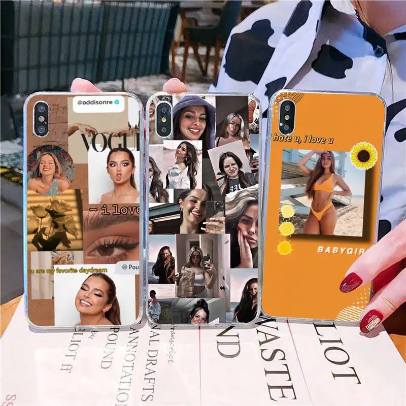 

YNDFCNB Addison Rae Phone Case for iphone 13 11 12 pro XS MAX 8 7 6 6S Plus X 5S SE 2020 XR fundas