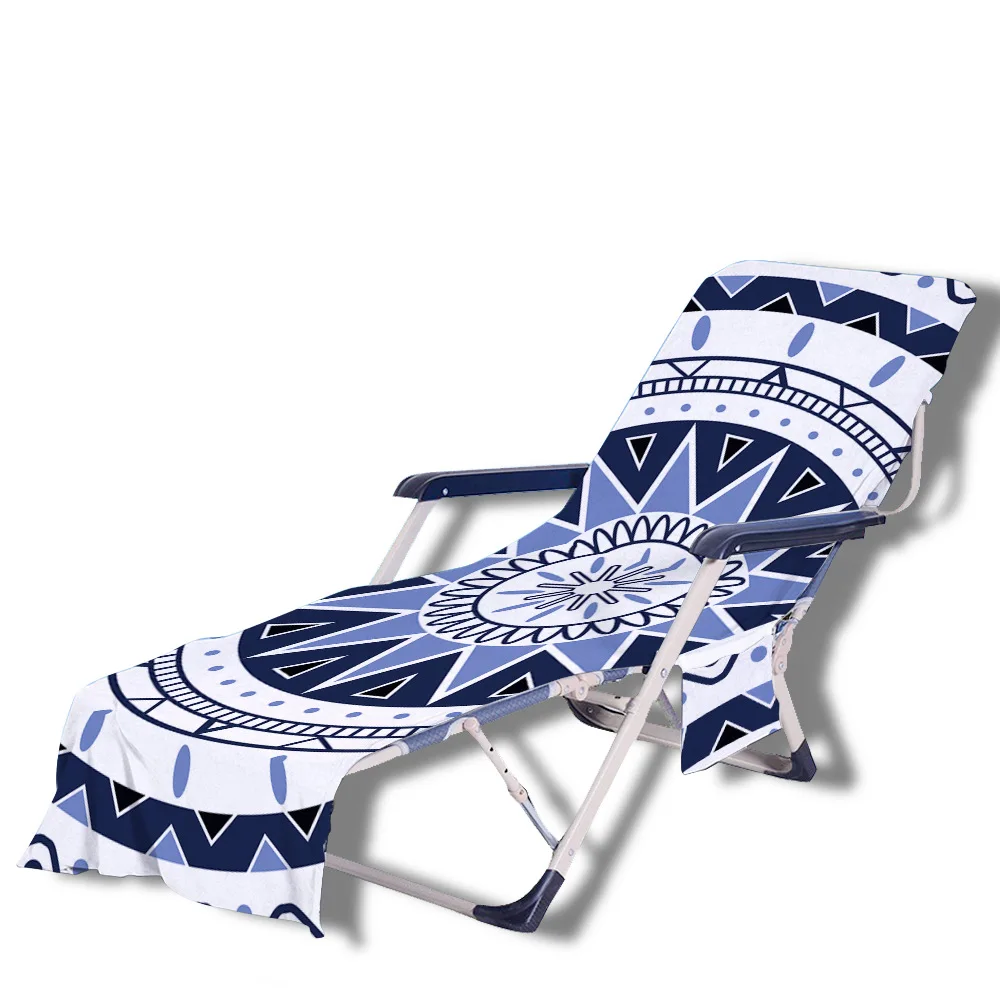 

Bohemian Mandala Beach Chair Cover Towel with Side Storage Pockets for Pool Sun Lounger Sunbathing Vacation 82.5"x29.5"