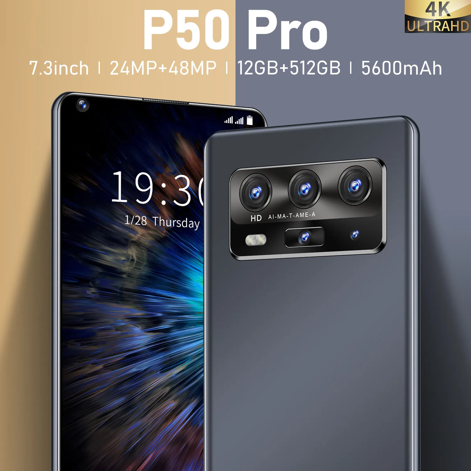 

Cellphones SmarP50 Pro 12+ 512 GB 24MP+48MP 5g Cellphones Smartphones Android 10 5600mAh 8 Core Really Telephone MTK6895 Face ID