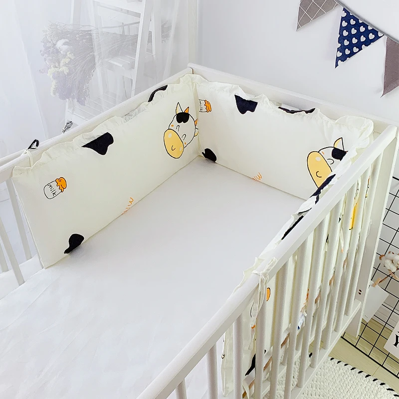 180CM Baby Bed Bumpers Cotton Print U-Shaped Crib Around Cot Protector Cushion Infant Anti-collision Pillow Newborn Room Decor