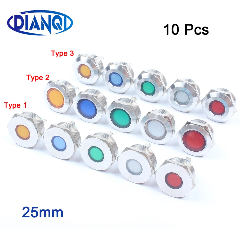 20 шт. 25 мм водонепроницаемый металлический светодиодный Предупреждение льная