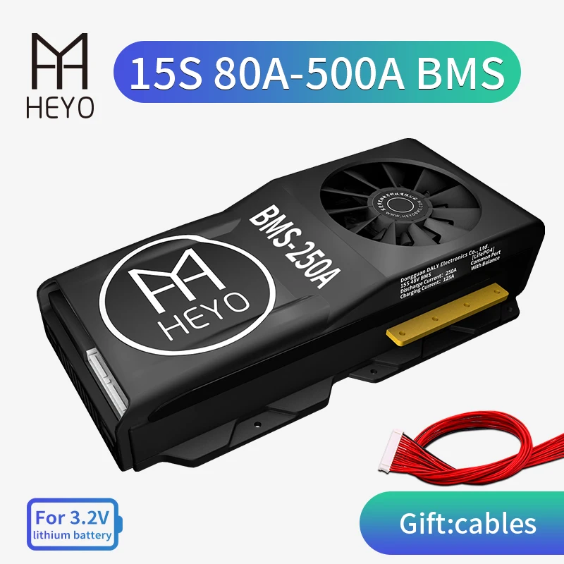 HEYO 3 2 V LiFePo4 LFP 15S 48V 80A 100A 200A 250A 18650 Защитная плата литиевой батареи BMS Малый
