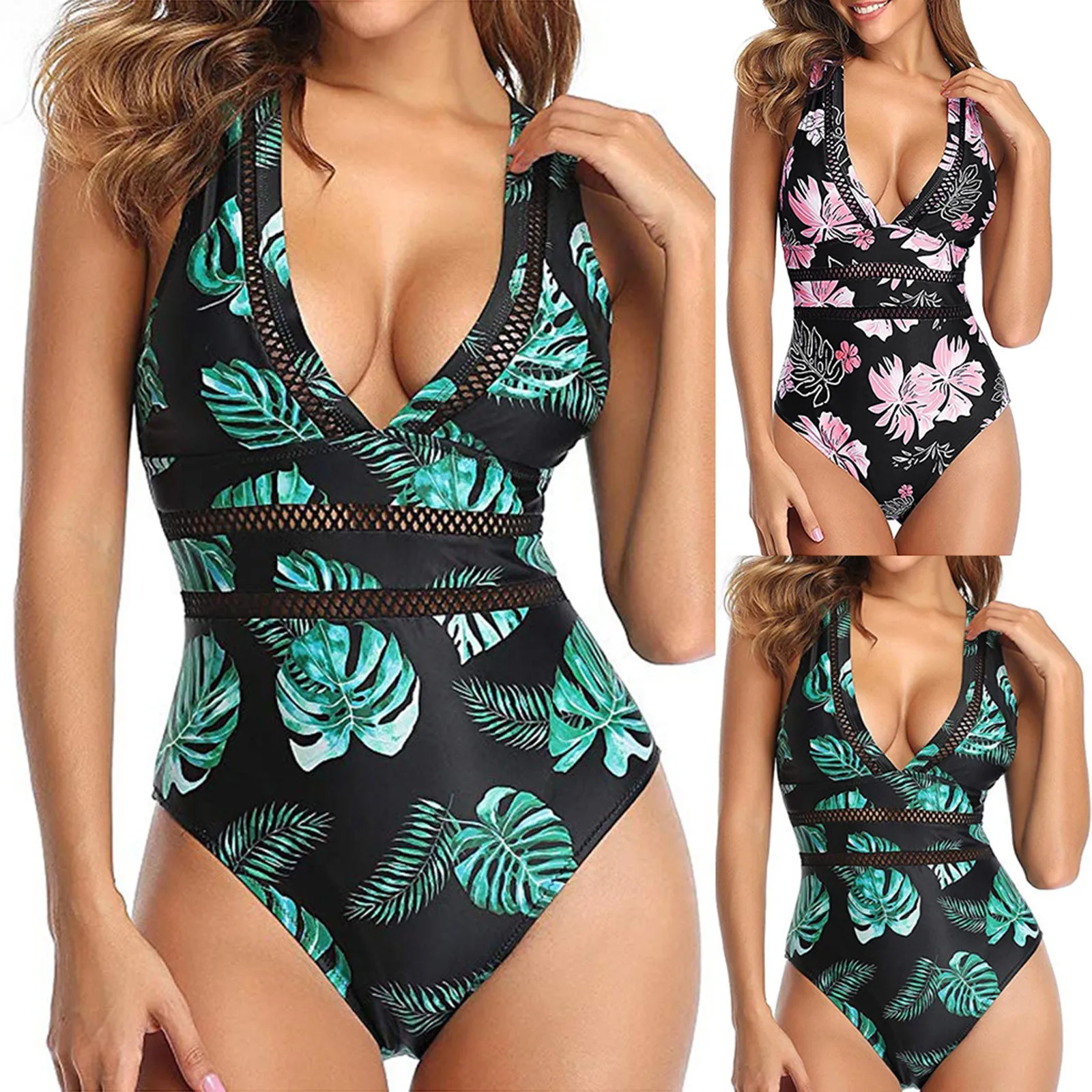 

Sagace women's large sexy lace mesh one piece swimsuit slim swimsuit beach style Brazilian push ups купальник женский 2021