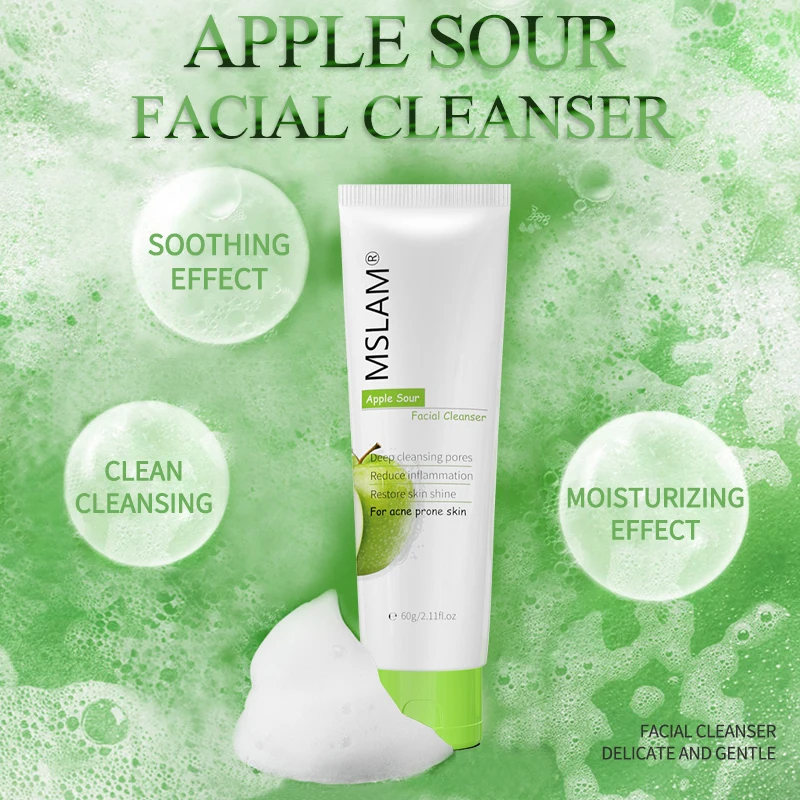 

APPLE SOUR FACIAL CLEANSER- Exfoliating And Detoxifying Pores, Cleansing Oily And Blemished Skin, Anti-inflammatory Daily Care