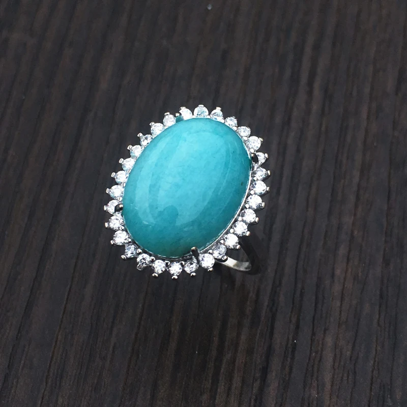 Женское кольцо из натурального амазонита CSJ классическое регулируемое овальное