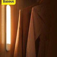 baseus led cabinet lamp pir motion sensor light usb wardrobe light warm light night light led night lamp magnet wall light