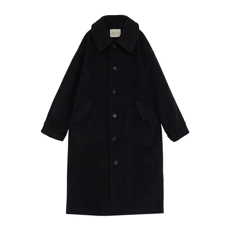 

Women Autumn Winter New Fashion Solid Color Elegant Woolen Coat Female Black Casual High Street Coat Ladies Brand Outerwear M589