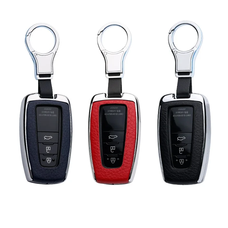 Автомобильный Galvanzed из алюминиевого сплава и кожаного брелка для ключей держатель чехол КРЫШКА ДЛЯ Toyota CHR C-HR Prado Camry Avalon Prius Corolla RAV4 2/3/4 кнопки