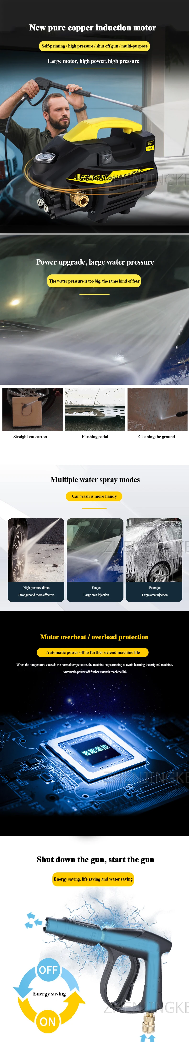 Высокая Давление водяной насос для автомойки Портативная стиральная машина Бытовая Автомойка инструменты Полный Медь мотор 2000 Вт высокой мощности Мощность