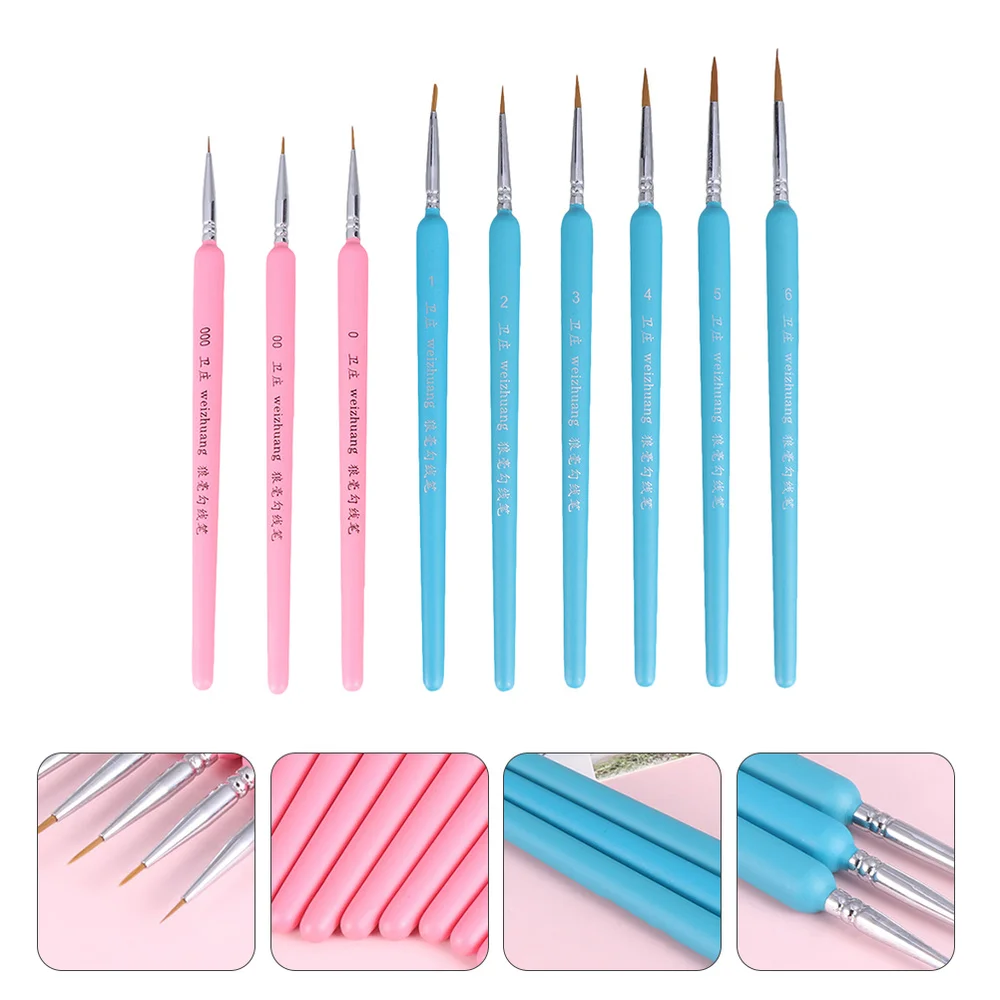 

9pcs Professional Miniature Detail Paint Brush Set Hook Line Drawing Pen Brush