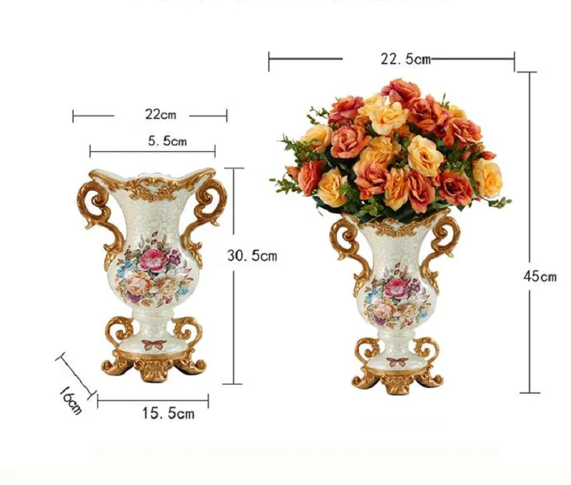 Luxury European Resin Vase Stereoscopic Dried Fowers Arrangement Wobble Plate Living Room Entrance Ornaments Home Decorations 6