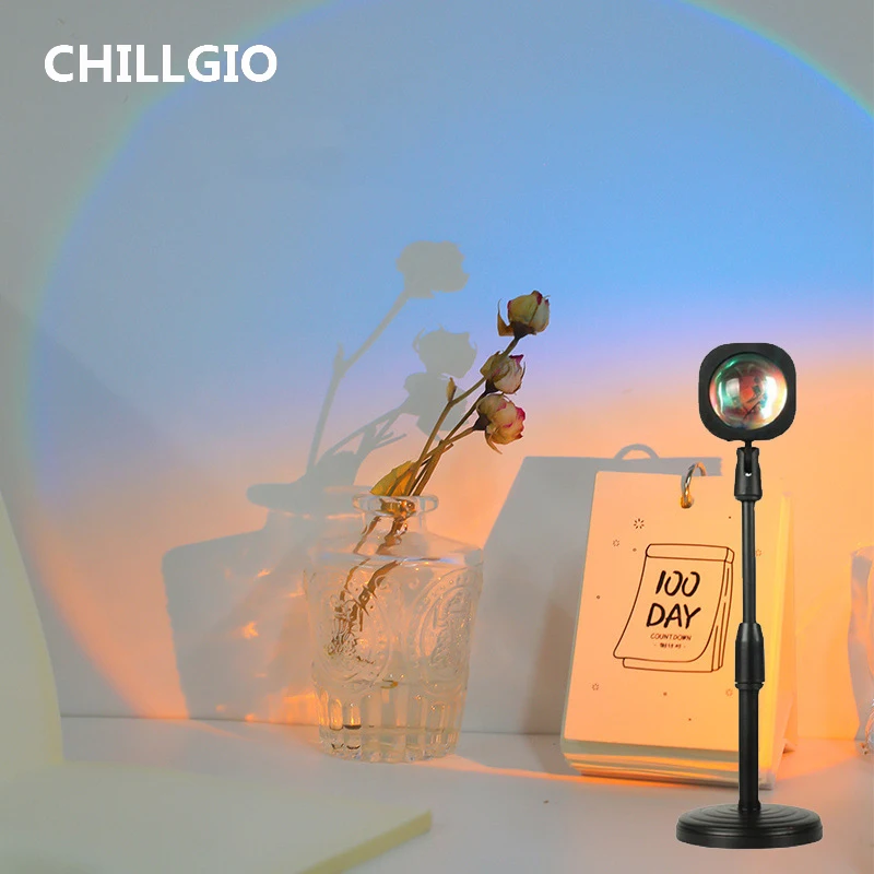 

CHILLIGO Sunset Projector Lamp Flexible Night Lighting Photography Background Room Home Decor Rainbow Led Table Atmosphere Light
