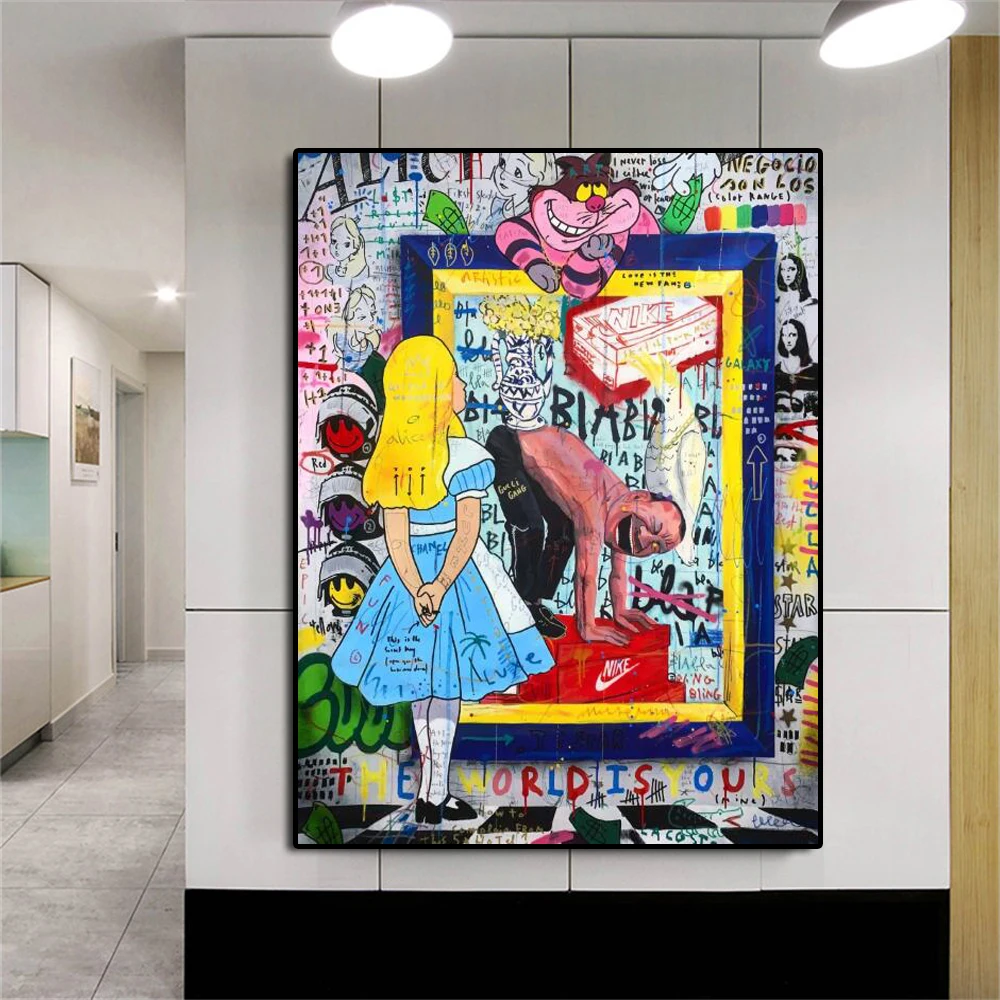 

Pop Art Acrobats With the Blonde Girl Prints on Canvas Painting Street Graffiti Art Poster for Room One Piece Home Wall Decor