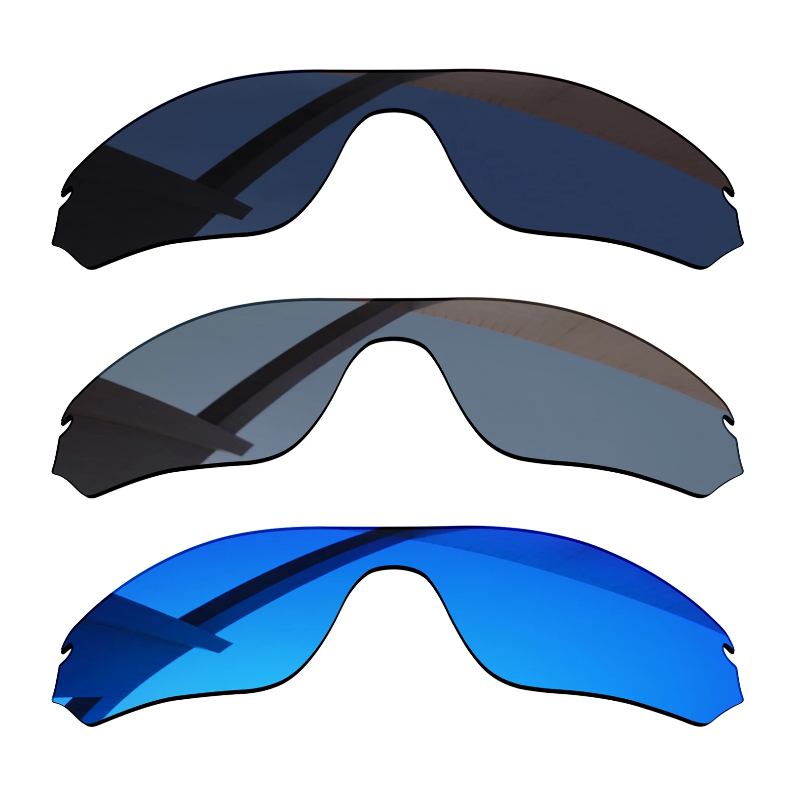 

Bsymbo 3 Pairs Pitch Black & Winter Sky & Sliver Grey Polarized Replacement Lenses for-Oakley Radar Edge OO9184 Frame