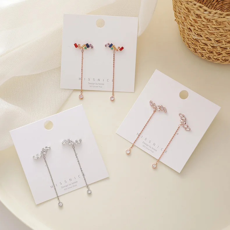 

MISSNICE 2020 Korean New Delicate Ear Jewelry Metal colorful Zircon Tassel Earrings For Women Fashion Jewelry Crystal Oorbellen