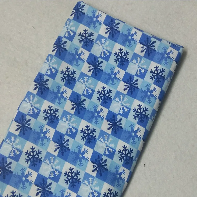 Brand New Design Christmas Blue Snowflakes Printing and Dyeing 100% Cotton Fabric 50x105cm X'mas Patchwork Cloth Dress Ho | Дом и сад