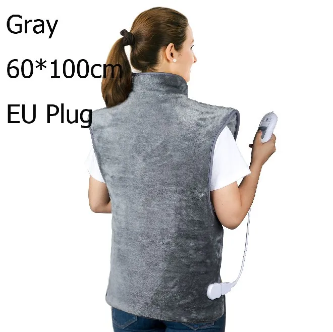 gray EU plug Большой согревающий нагревательный шаль колодки шеи спины грелка тепла обертывание облегчение боли 6 температура Seting ремень дизайн автоматическое отключение - Цвет: gray EU plug