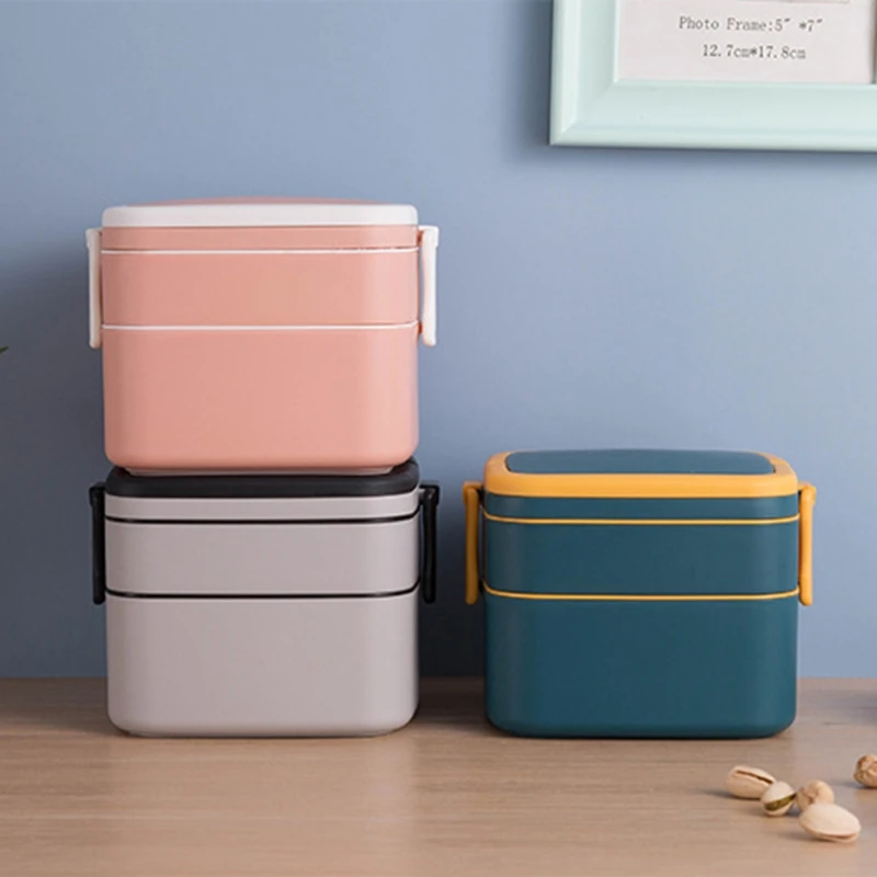 

Double-Layer Portable Round/Square Insulated Bento Box with Lid Heat Preservation Food Container Insulation Dinnerware