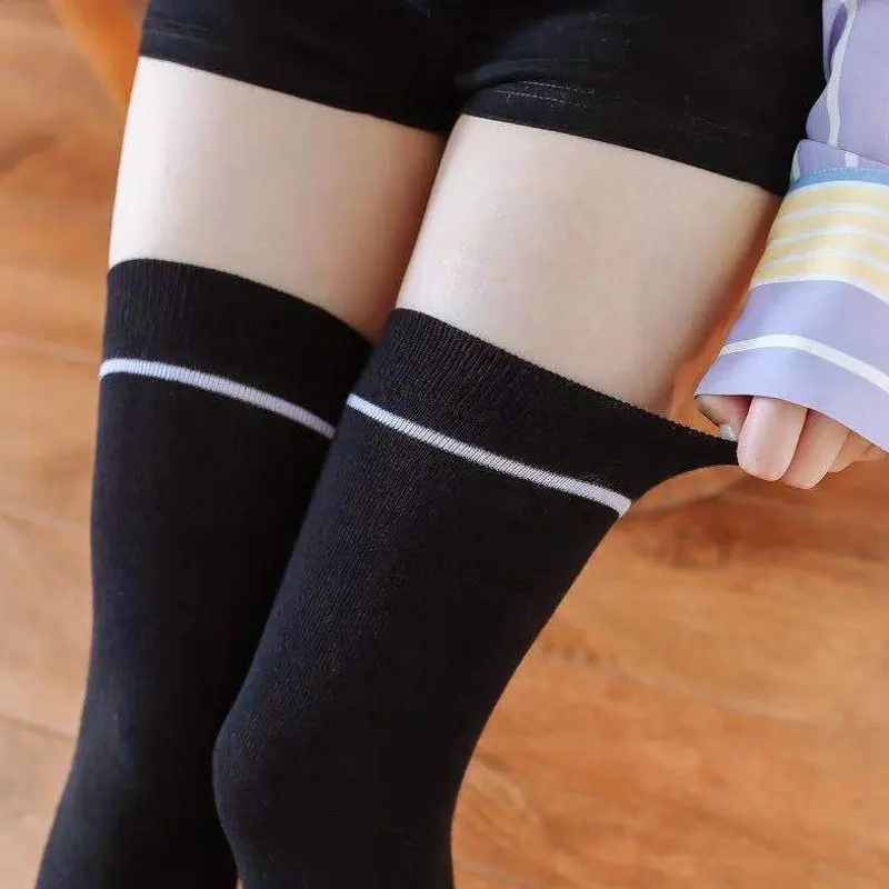 Женские длинные носки до колена однотонные пикантные хлопковые в японском стиле