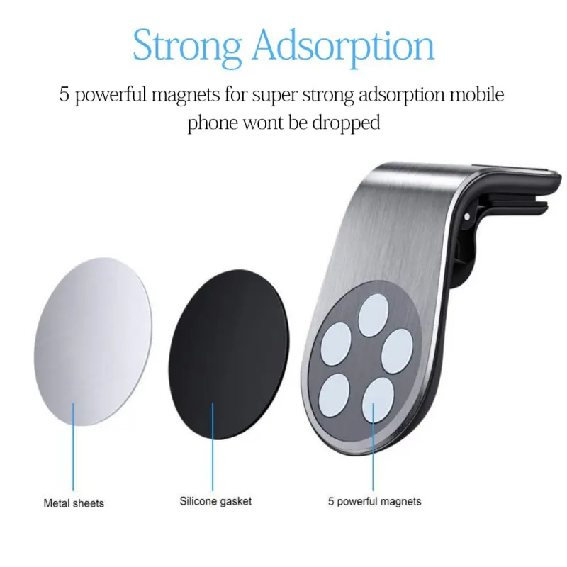 

Магнитный автомобильный держатель для телефона, Простой автомобильный держатель для телефона с воздушным выходом, Универсальная металлич...