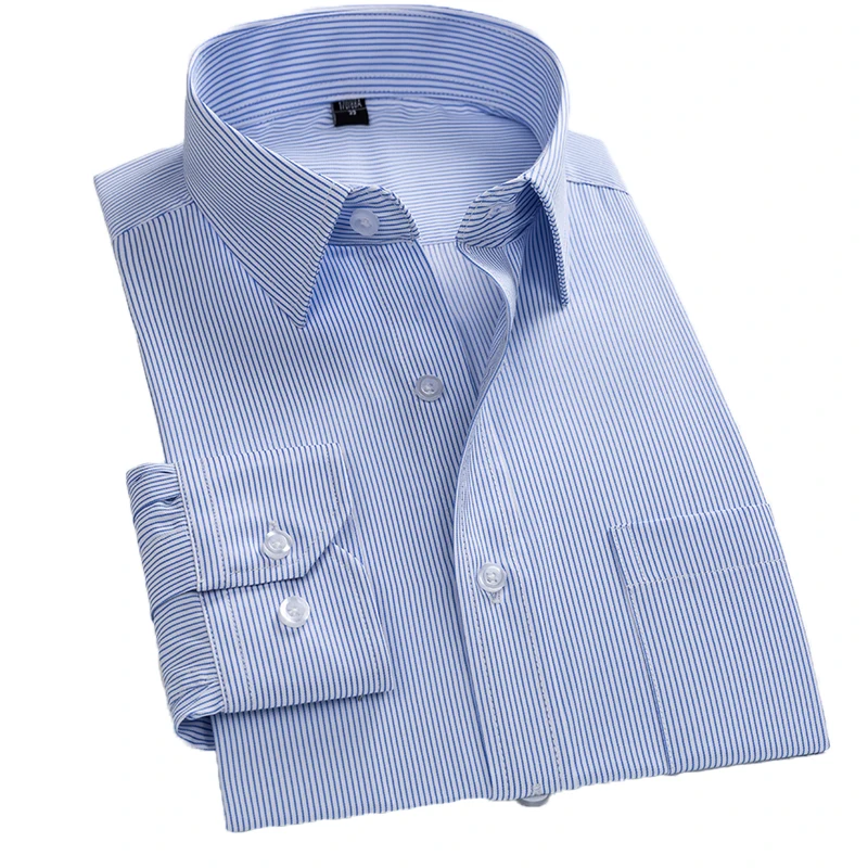 Мужская классическая рубашка в полоску с длинным рукавом и