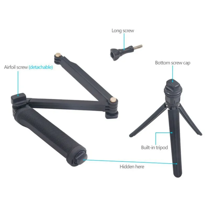3 Way Grip Waterproof Monopod Selfie Stick Sports Camera Tripod Bracket Foldable Stand For Gopro Hero 5 6 4 for Xiaomi yi 4K
