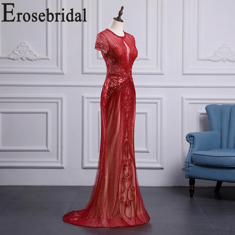 Erosebridal, короткий рукав, Русалка, вечернее платье с бюстгальтером, элегантное, на молнии, сзади, длинное, официальное, женское, вечернее платье, платье для вечеринки