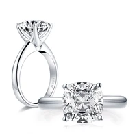 925 sterling silver 3 0ct cushion cut solitaire engagement ring simulated diamond silver wedding rings jewelry