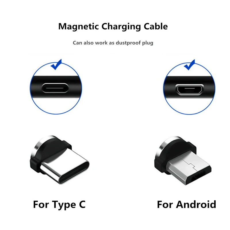 360 rotation type c micro usb magnetic charger cable plug connector for mobile phone replacement parts charging cable adapter free global shipping