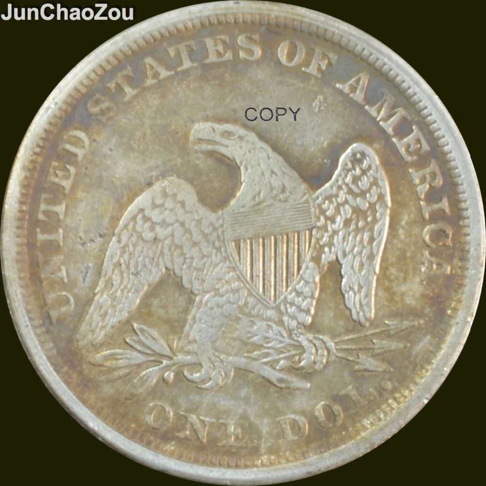 

United States 1866 LIBERTY SEATED One Dollar No Motto /Silver Plated Copy Coins
