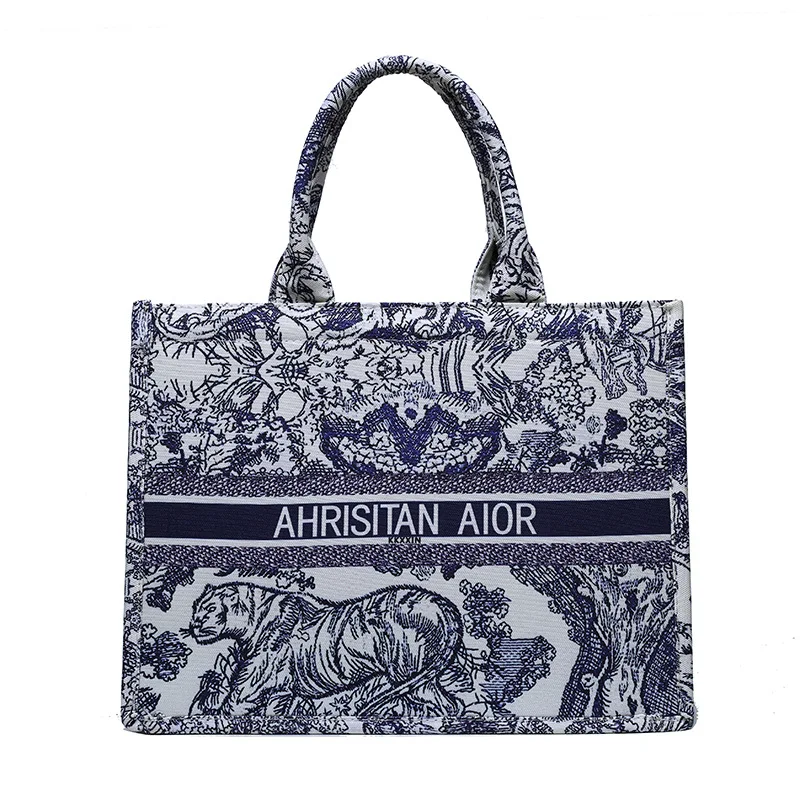 

Luxury Designer Handbag for Women's Fashion Designer Bag Jacquard Embroidery Female Girls Shopper Canvas Tote Shoulder Bag