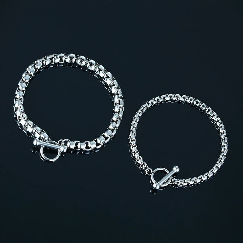 Vnox Basic Box Chain Bracelets for Men Never Fade Stainless Steel Link Casual Punk Male Jewelry | Украшения и аксессуары