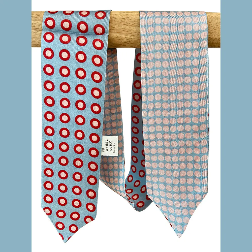 

High-quality Natural Silk Skinny Scarf Women Necktie Female Neckscarf Bag Decor Ribbon Long Narrow Neck Tie Scarves for Women