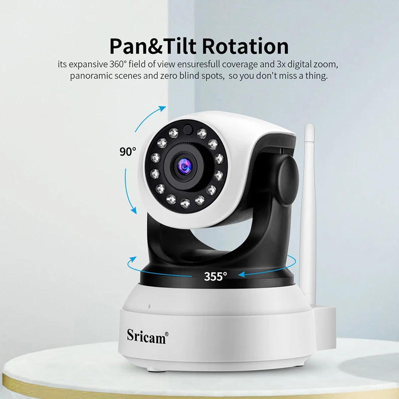 IP-камера Sricam SP017 Wi-Fi камера видеонаблюдения с двусторонней аудиосвязью HD 3 0 Мп