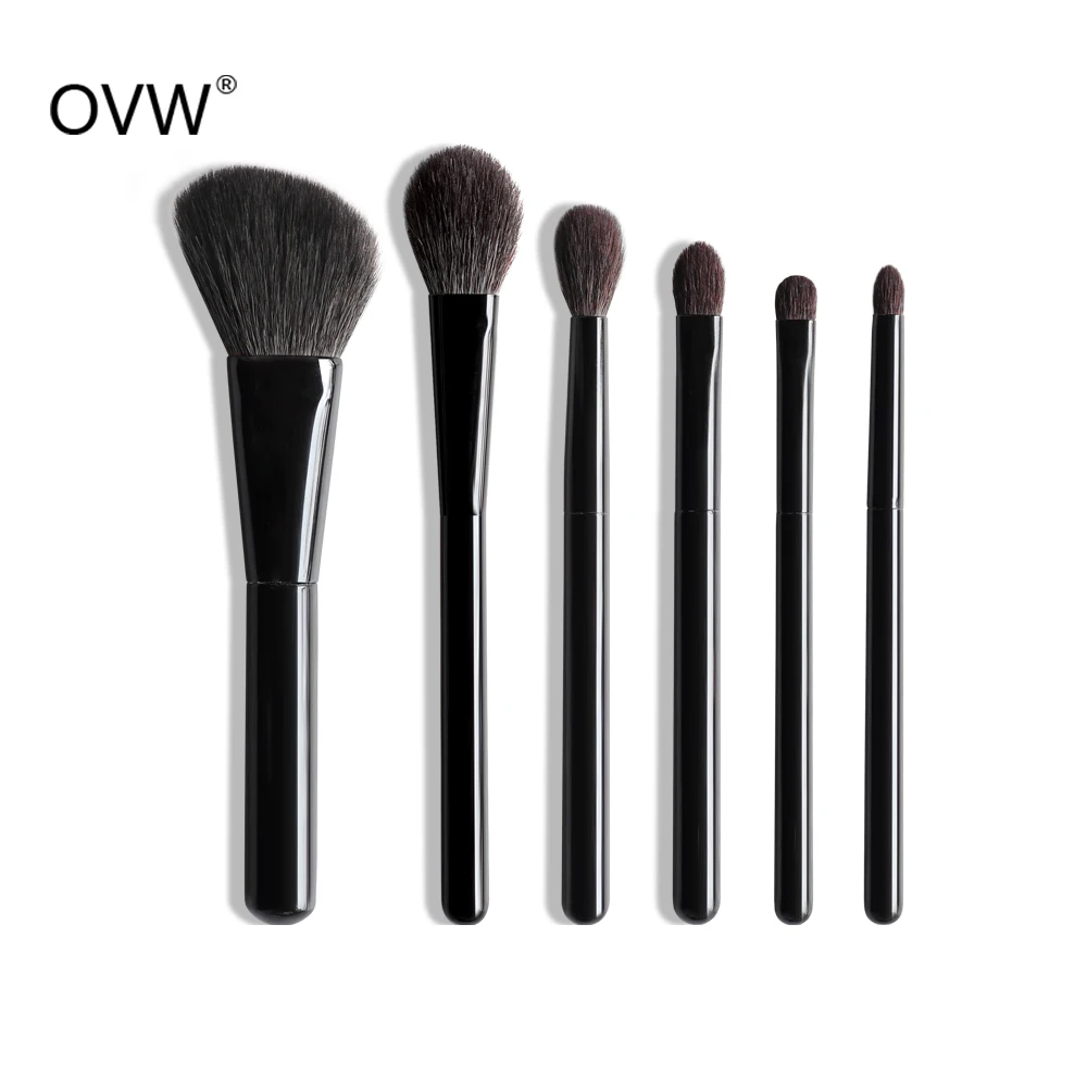 

Набор кистей профессиональных OVW для макияжа, 6 шт., натуральный ворс козы, для растушевки теней, подводки, бровей, инструменты для макияжа