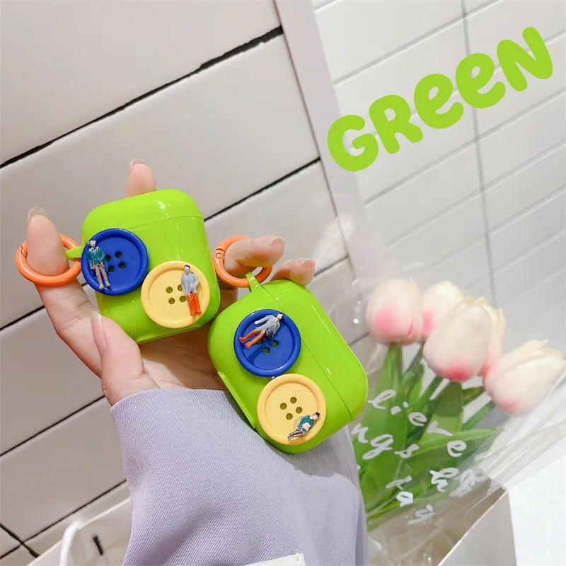 

Cute Cartoon Candy Color Buttons Fashion Bluetooth Airpods Case for Apple Airpods 1 2 pro Wireless charging Cover