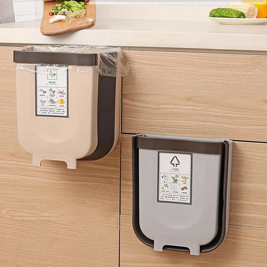 Складное мусорное ведро на дверь кухонного шкафа висящее для ванной комнаты