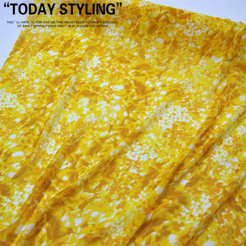 

Silk Georgette Chiffon Fabric Dress Large Wide Yellow Clothing DIY Patchwork Tissue