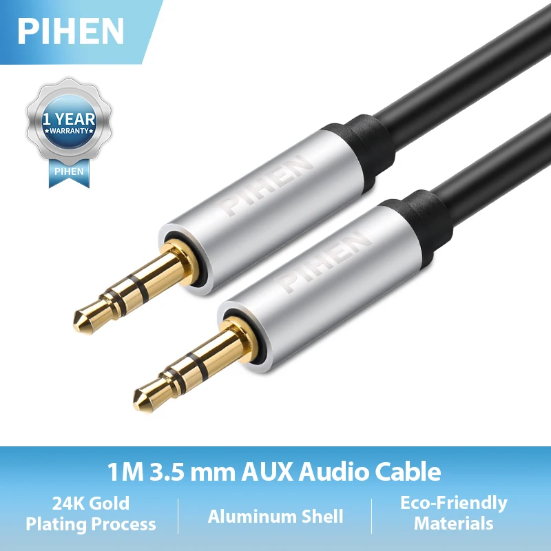 

Pihen TPE Jack Aux Cable 3.5 mm to 3.5mm Audio Cable Male to Male Copper Gold Plug Car Aux Cord for iphone Samsung Xiaomi Redmi