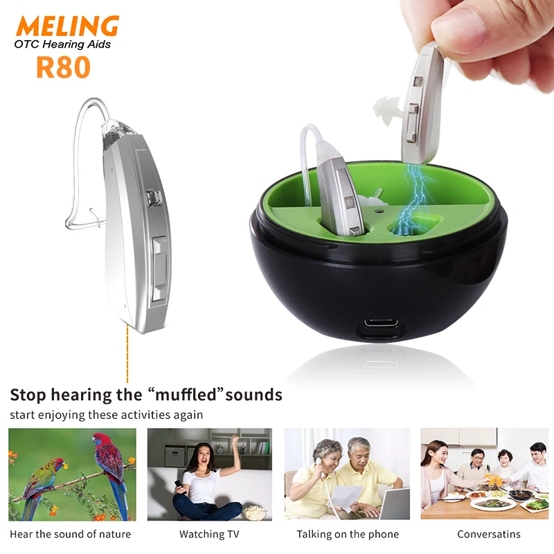 R80 Перезаряжаемые усилитель слуха чтобы помочь и слуховой аппарат с Портативный