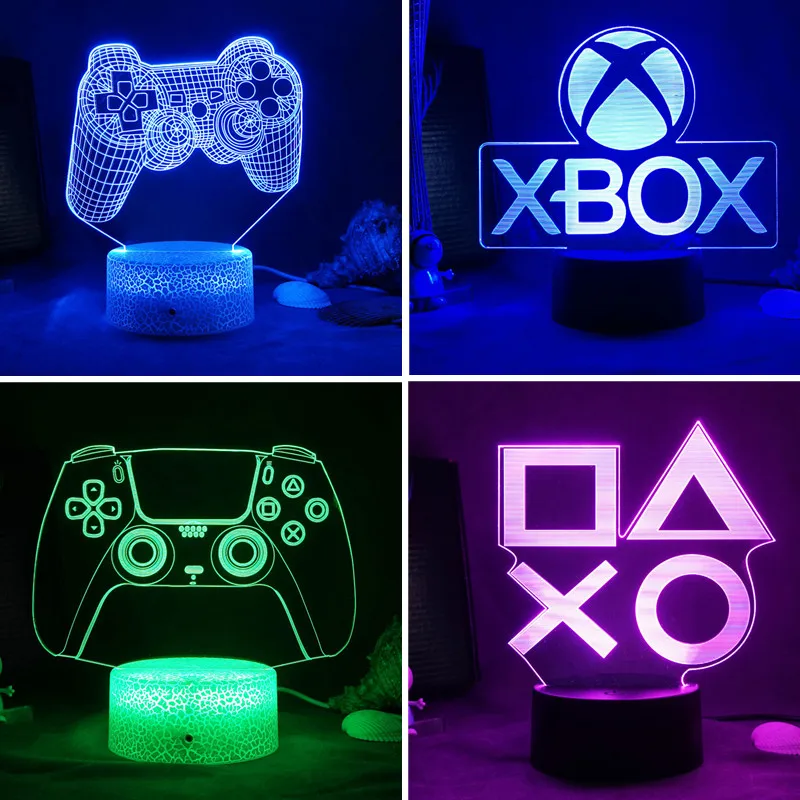 

3D Night Lamp Gaming Room Desk Setup Lighting Decor on The Table Game Console Icon Logo Sensor Light for Kids Bedside Gift