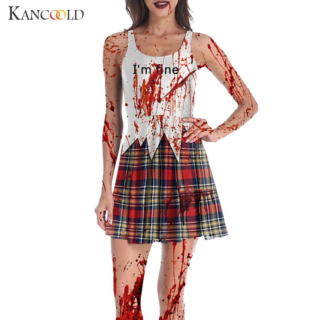 Женский костюм для Хэллоуина KANCOOLD для взрослых: сексуальная, страшная мама-медсестра кровавого зомби.