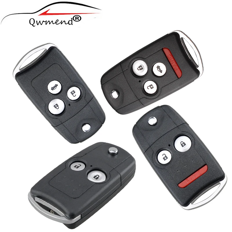 2/3/4 Buttons Car Rmeote Key Fob Shell for Honda Civic Dio Fit Crv Hrv Accord Odyssey Jazz Flip Folding Smart Car Key Case Cover