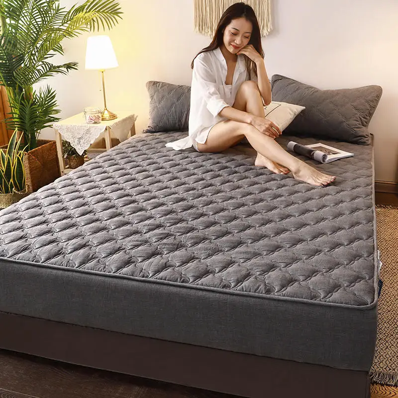 

Хлопковый стеганый чехол на матрас, однотонная Антибактериальная натяжная простыня, дышащий нескользящий чехол для кровати, Королевский моющийся пылезащитный чехол