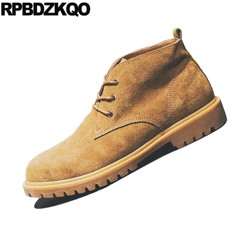 Ботинки рабочие коричневые осенние на шнуровке Корейская Осенняя защитная обувь